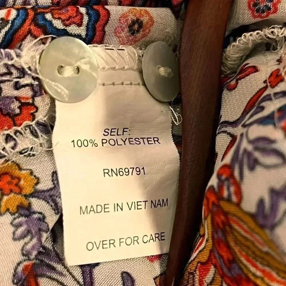 Fig & Flower Womens Multicolor Floral Tunic Polyester Long Sleeve‎ Shift Dress L - Picture 7 of 7